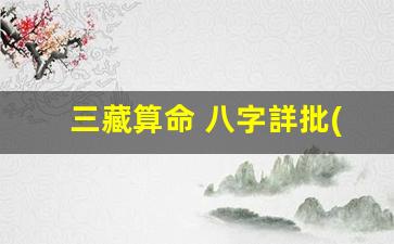 三藏算命 八字詳批(三藏算命網免費算命姓名測試)